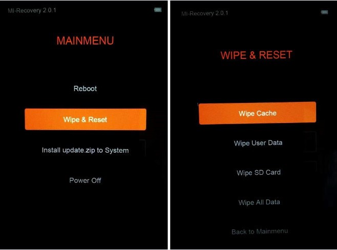 wipe cache