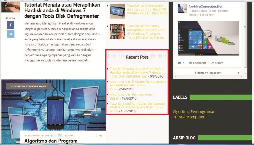 Membuat rcent post