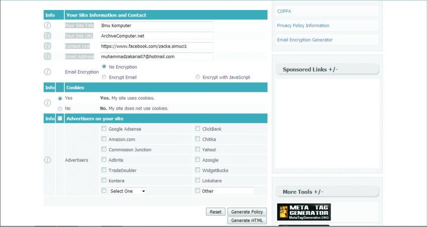 Membuat Privacy Policy