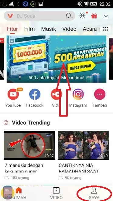 hadiah uang tunai Vidmate