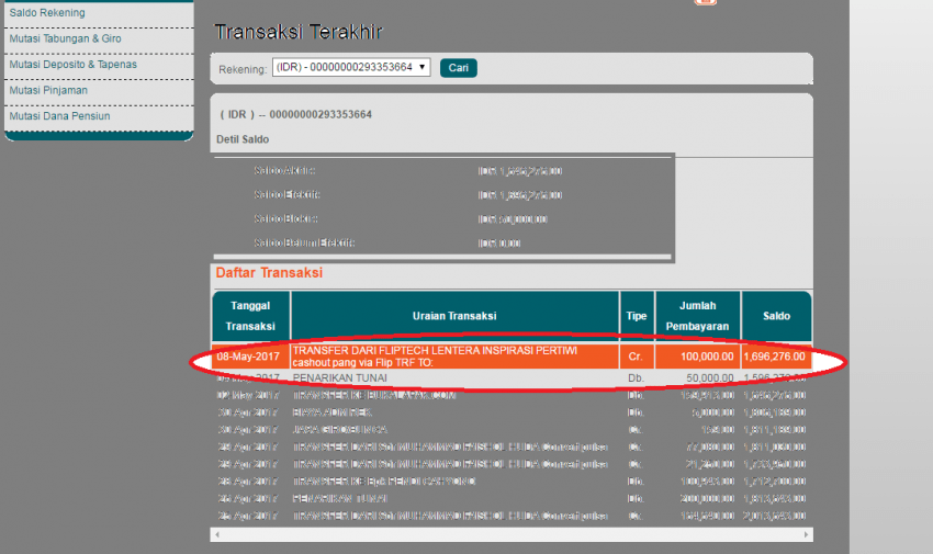 Bukti pembayaran diterima dari aplikasi pang android
