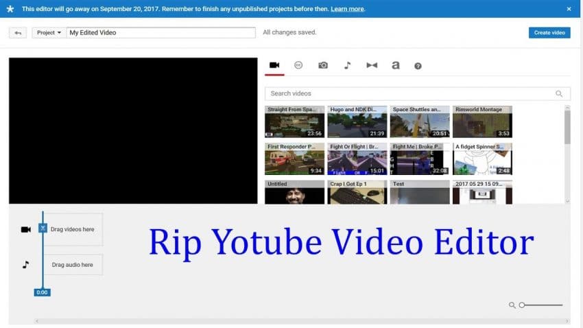 YouTube hapus fitur video editor