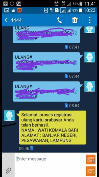 registrasi kartu SIM gagal
