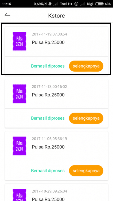 Bukti Pembayaran di Aplikasi Kubik News