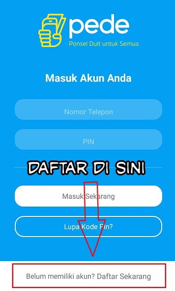 Cara mendapatkan pulsa gratis dari Pede 