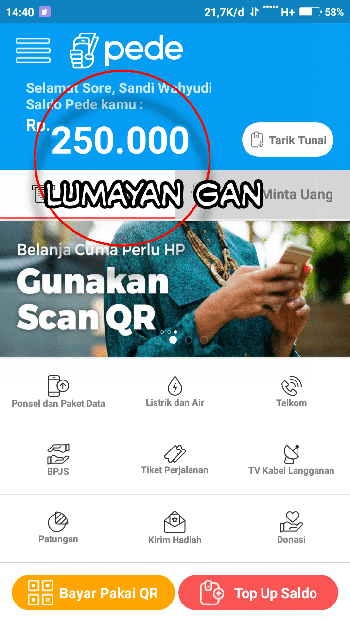 penghasilan aplikasi pede