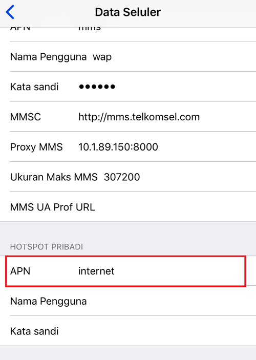 memunculkan hotspot pribadi