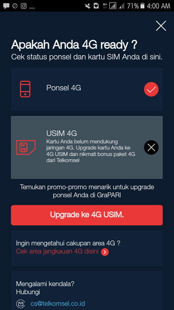 Cara mengetahui kartu Telkomsel sudah support jaringan 4G