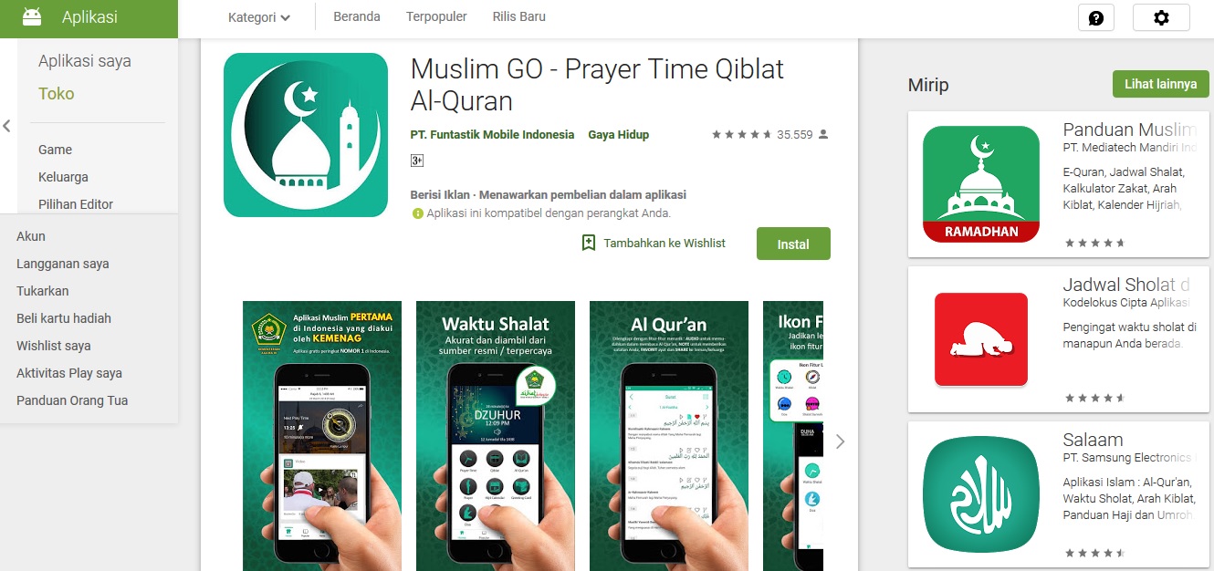 Aplikasi Muslim GO di Playstore