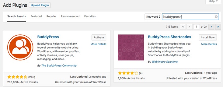 BuddyPress plugin