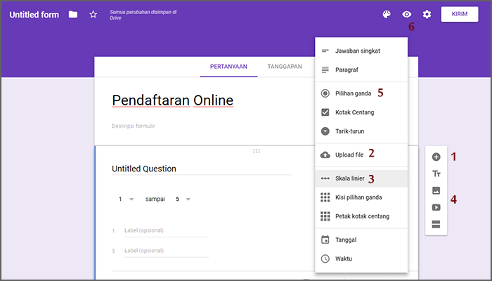 membuat formulir pendaftaran online