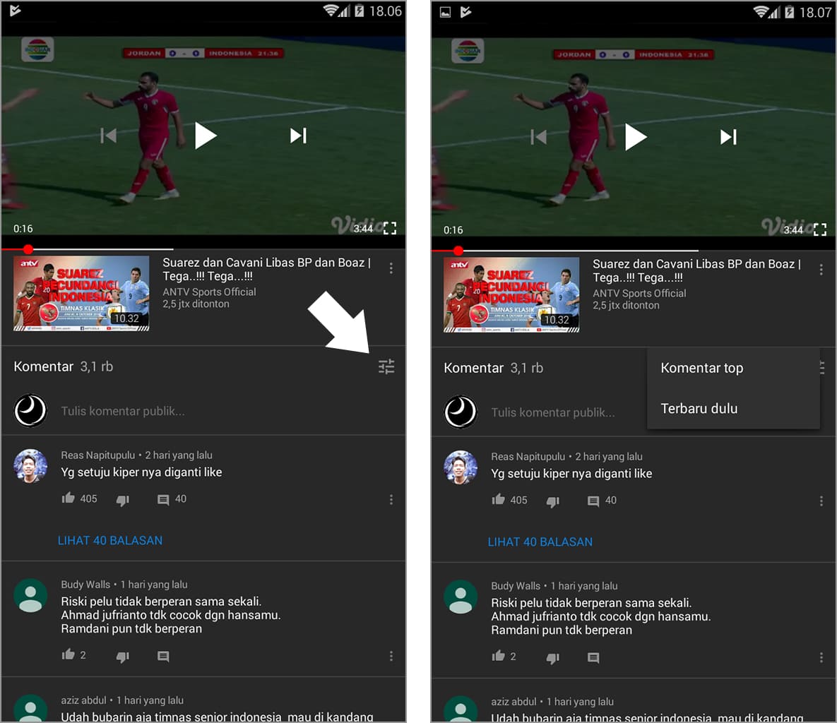 cara melihat komentar terbaru