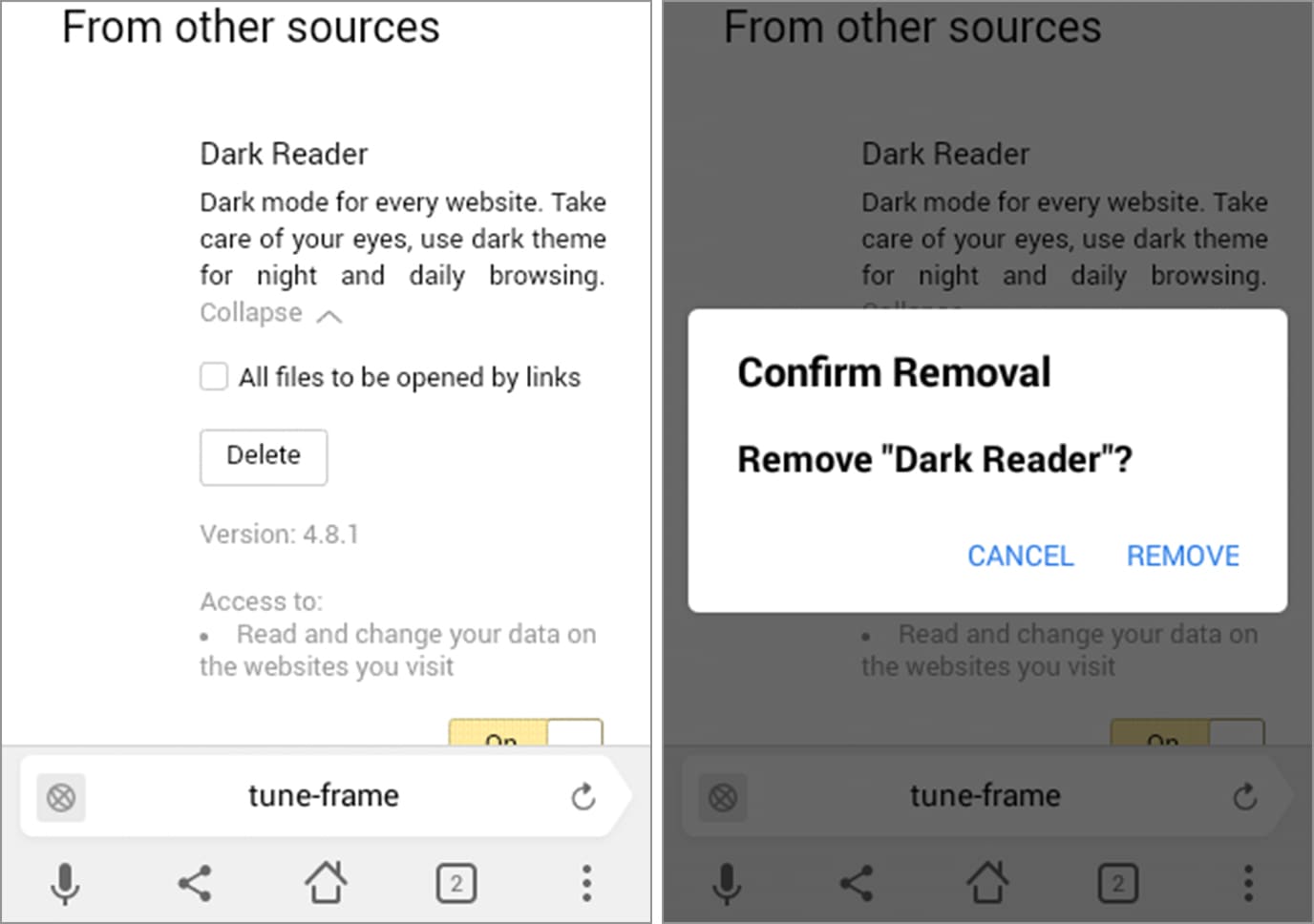 menghapus ekstensi yandex