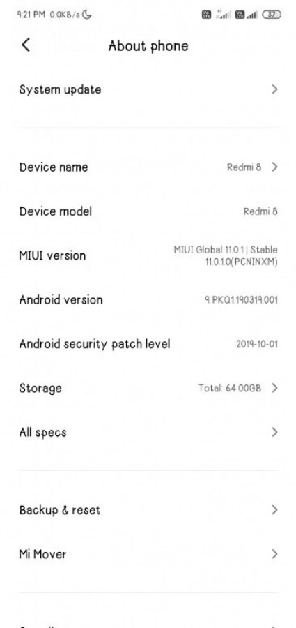 Redmi 8A MIUI 11
