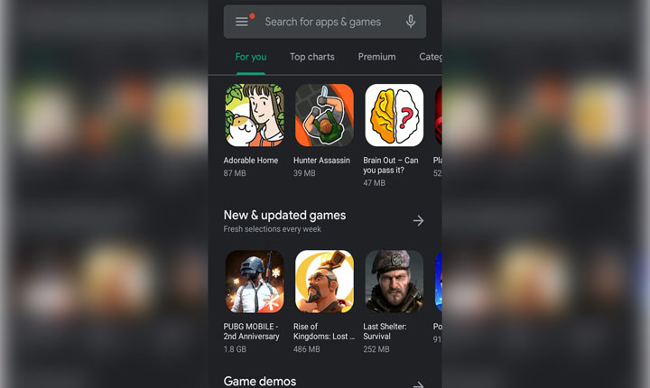 Google Play Dark Mode