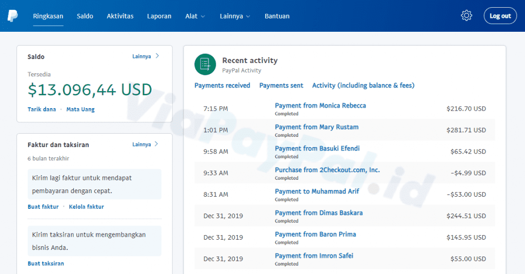 cara mengisi saldo paypal