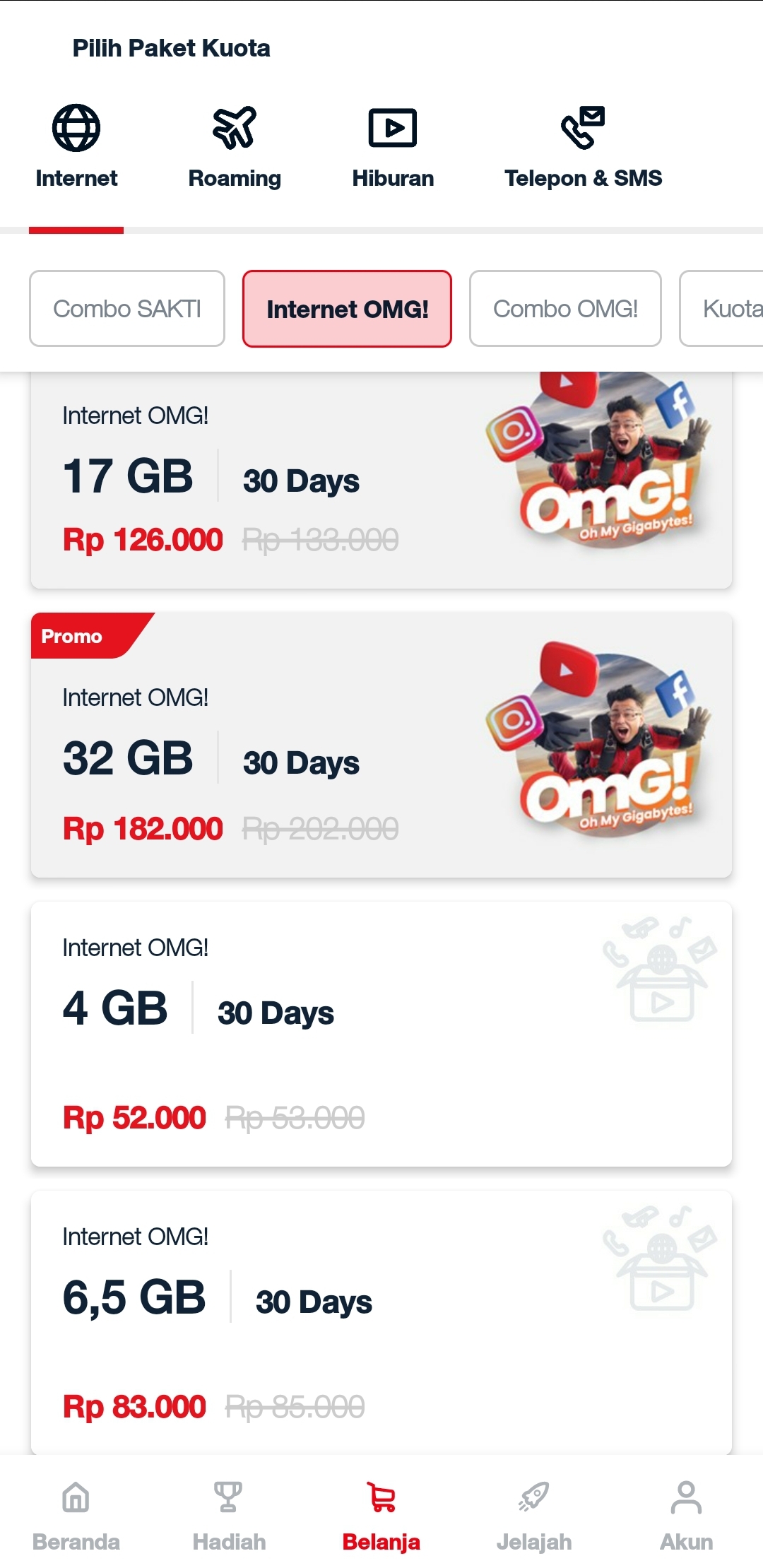 Cara Aktivasi Paket Internet OMG