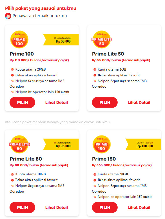 Paket IM3 post paid