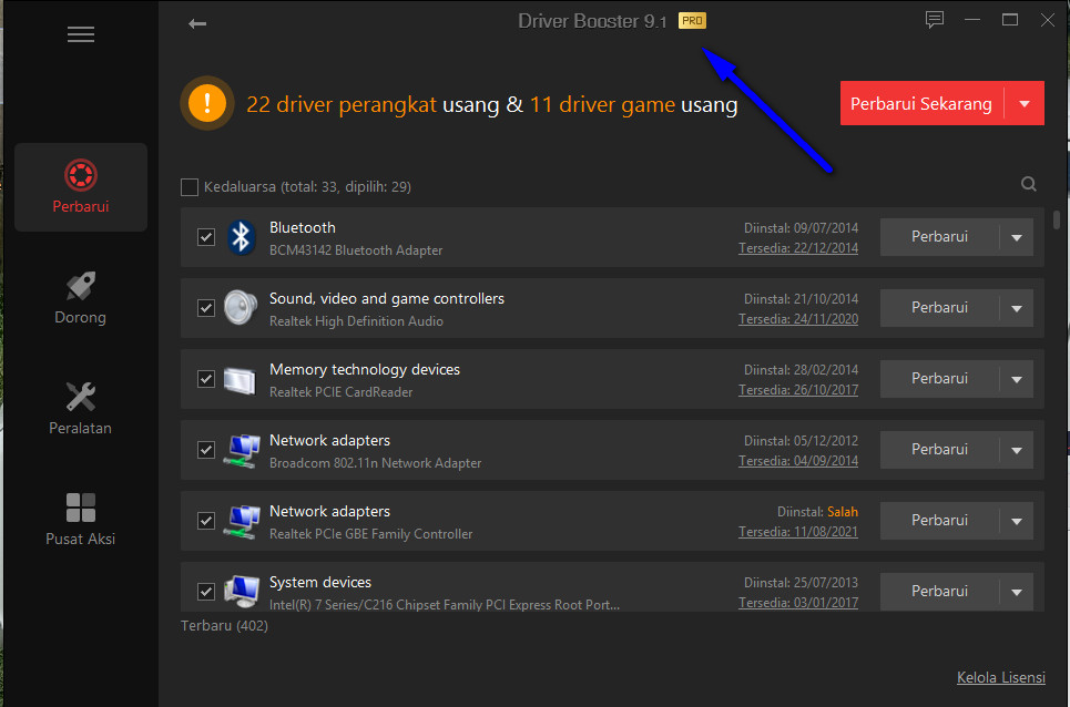 IObit Driver Booster 9 Pro sudah aktif