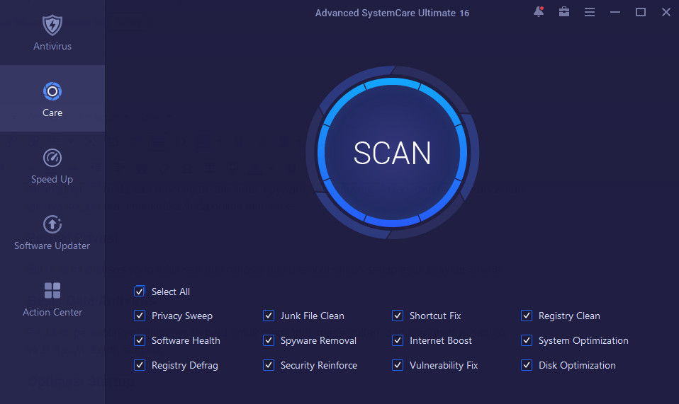 Scan PC Advanced SystemCare Ultimate